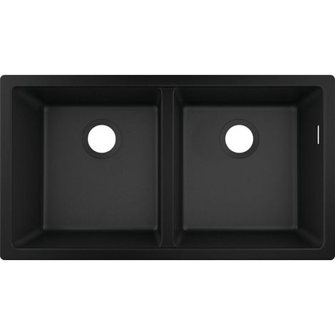 Hansgrohe S51 kitchen sink double bowl graphite black undermount – SilicaTec composite – 820mm width – Reversible installation – 190mm depth (1/5)
