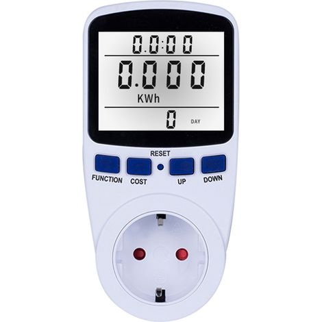 LCD-Display mit Stromverbrauchsanzeige, Stromzähler, Steckdose, Energie (Watt), Spannung (Volt), Stromstärke (Ampere), Wattzahl (Watt), kWh-Verbrauchsanalysator, Monitor, Steckdose – mit Hintergrundbe (1/5)