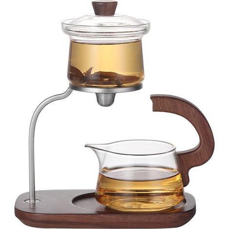 Théière filtre Kungfu, théière en verre borosilicate, service à thé magnétique, filtre semi-automatique rotatif avec infuseur pour la maison et le bureau (1/5)
