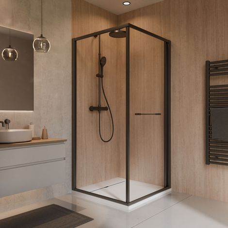 Schulte Sunny Schwenk-Schiebetür mit Seitenwand 80 x 80 x 190 cm - 6 mm ESG-Sicherheitsglas mit fixil-Glasbeschichtung (1/5)