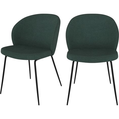 Set de 2 sillas verdes en tejido bouclé con base de metal - Groom