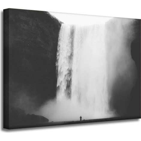 Lienzo impreso Cascada en blanco y negro 40x30 cm