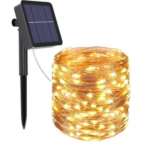 Guirlande lumineuse solaire Extérieur 11 m 100 LED Guirlande lumineuse solaire 8 modes Étanche Câble en cuivre Guirlande (1/5)