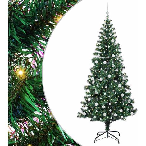 Sapin de Noël，Arbre de Noël artificiel pré-éclairé Vert 240 cm PVC et métal CFW40762 (1/5)