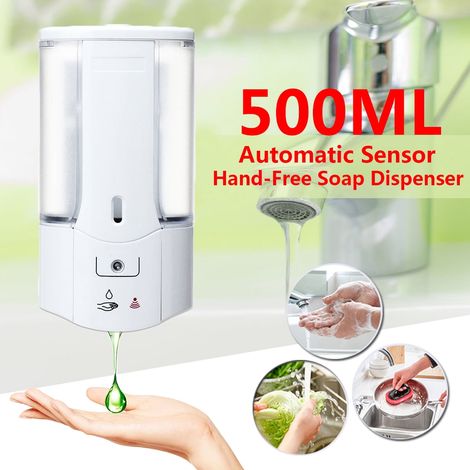 Dispenser di shampoo da parete da 500 ml con sensore a infrarossi intelligente, dispenser di schiuma a mani libere per cucina, bagno, hotel (1/5)