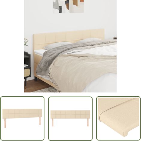 The Living Store Têtes de lit 2 pcs Crème 80x5x78/88 cm Tissu - Tête De Lit - Têtière De Lit - Literie - Meuble De Chambre - Décoration Chambre (1/5)