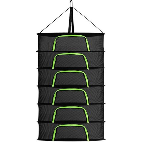 Filet de séchage pour herbes aromatiques, séchoir suspendu en maille à 2/4/6/8 niveaux, pliable avec crochets et fermeture éclair (1/4)