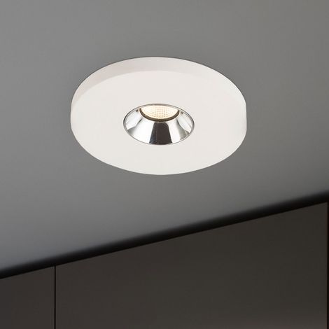 Einbaustrahler Gips weiß Einbauleuchte Küchenlampe Deckenleuchte Einbaulampe, Chrom, LED 4,2W 200Lm warmweiß, DxH 9x6 cm