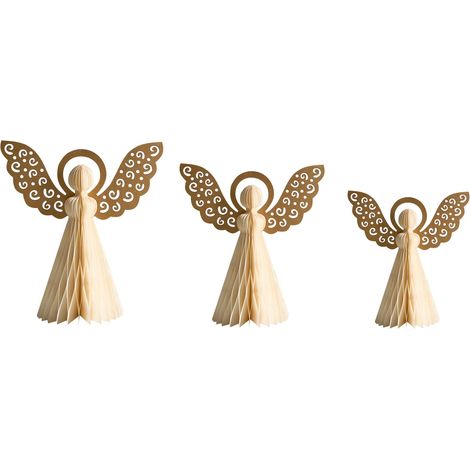 Dekofiguren 3er Set EIRA 24/28/33 cm Engel Beige (1/5)