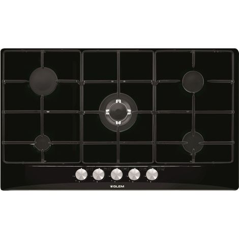 Glem Gas GT955. Colore del prodotto: Nero, Posizionamento dell'apparecchio: Da incasso, Dimensione della larghezza del piano cottura: 90 cm. Bruciatore piccolo: 1000 W, Bruciatore medio: ... - GT955BK (1/5)