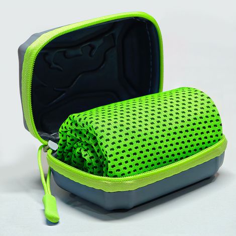 Kühlendes Sporthandtuch 30 x 90 cm – Schnelltrocknendes, hochabsorbierendes EVA-Kühlhandtuch für Laufen, Fitness und Outdoor-Aktivitäten – Langanhaltender Kühleffekt, fluoreszierendes Grün-x