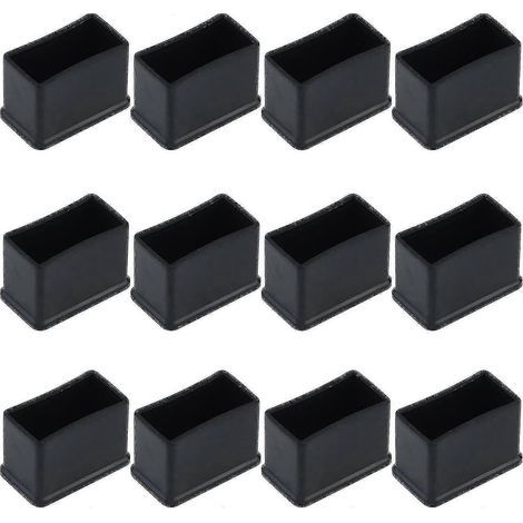 Lot de 12 embouts de protection rectangulaires en feutre de caoutchouc noir de 15 x 30 mm pour pieds de table ou de chaise (1/5)
