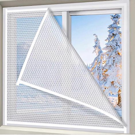 Isolation thermique pour fenêtres en hiver : film adhésif de 4 mm d’épaisseur, sans perçage, 101,6 x 152,4 cm (40 x 60 pouces), coupe-vent et chaud. (1/5)