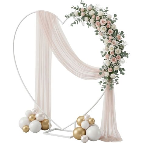 Relaxdays Luftballon Bogen, Herzform, Metall, Hochzeit, Verlobung, HxB: 220x220 cm, Blumen, Ballons, Traubogen, weiß