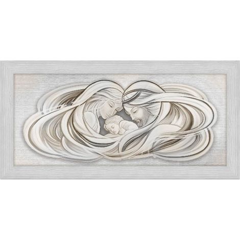Lupia - Quadro moderno, per soggiorno camera da letto, con cornice BOSTON colore Grigio GREY, 50x100 cm, SACRA FAMIGLIA 1 MIX