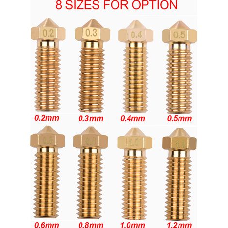 Accessoire pour imprimante 3D : buse volcan en laiton, diamètre de sortie de 0,4 mm, compatible avec les filaments de 1,75 mm, lot de 3, couleur or.