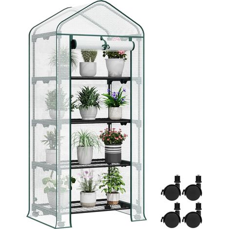 WOLTU Invernadero de Jardín con Ruedas de PE 140g/㎡, 70x50x163cm, Blanco (1/5)