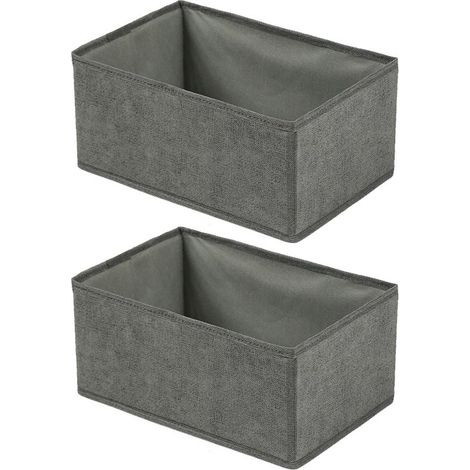 Boîte de rangement multifonctionnelle pliable pour vêtements imitation lin, 2 pièces, taille moyenne [fermeture éclair] 28x14x12cm, gris (1/5)