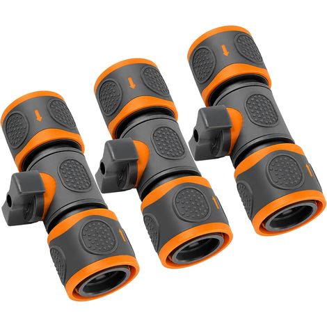 3 x Garden Hose Fittings with Adjustment Valve, Hose Connector with Water Stop Valve, Flow Control Valve, Quick Connector Garden (1/5)