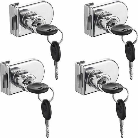Pack of 4 Security Locks for Double Opening Glass Doors in Display Cases, Suitable for 0.2-0.3 Inch Glass Doors, Cl Sp (1/5)