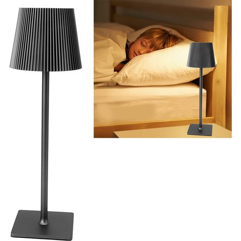 Kabellose LED-Schreibtischlampe, Metall-Touch-Bedienung, tragbar, wiederaufladbar, 3 Farbtemperaturen, stufenlos einstellbare Helligkeit, ideal für Restaurants, Bars, Campingplätze und Nachttische, dr (1/5)