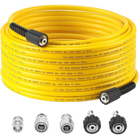 Tuyau pour Nettoyeur Haute Pression 30 m x 1/4", M22-14, 250 bar Flexible de Rechange, Kit de Raccord Rapide 3/8", Résistant aux Torsions, pour Nettoyeurs à Essence et Électriques (1/5)