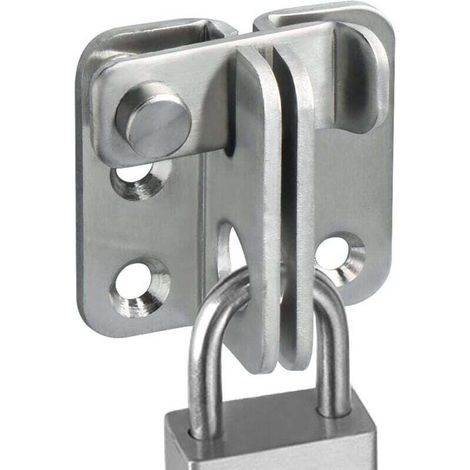 Verrou de Porte Coulissante Cadenas Moraillon Serrure de Porte Loquet de Verrouillage de Boucle Crochet Antivol, Finition Brossée en Acier Inoxydable, EMS3001-B (1/4)