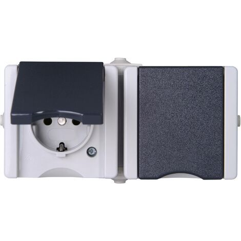 Kopp 950655000 x2 Gamme d'interrupteurs pour pièce humide complet Prise 2P+T avec clapet proAQA 1 pc (1/3)