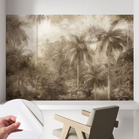 Papier peint autocollant avec imprimé décoratif pour salon et chambre à coucher Installation facile Paysage exotique 104x70 cm (1/5)
