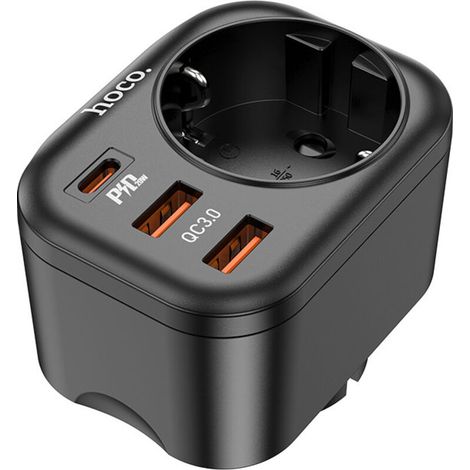 Adaptateur de prise France vers États-Unis avec 2 adaptateurs USB plus typ-c US, adaptateur US pour Canada Mexique Thaïlande dominicaine, adaptateur de prise US pour hôtel, bureau, prise Canada, noir