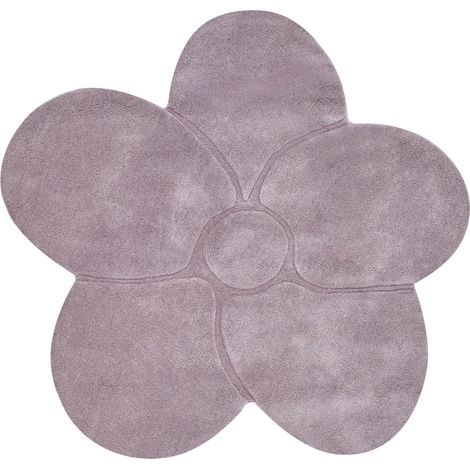 Alfombra de lana decorativa con forma de flor 140 x 140 cm violeta Kokkini