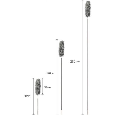 Plumeau pour le nettoyage des plafonds et le dépoussiérage - rétractable 80-280cm, gris, 1pc (1/4)