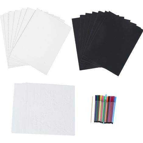 Kit de dessin à gratter pour enfants, motif cycle de vie des animaux, gabarit de peinture ajouré, papier à gratter (1/5)