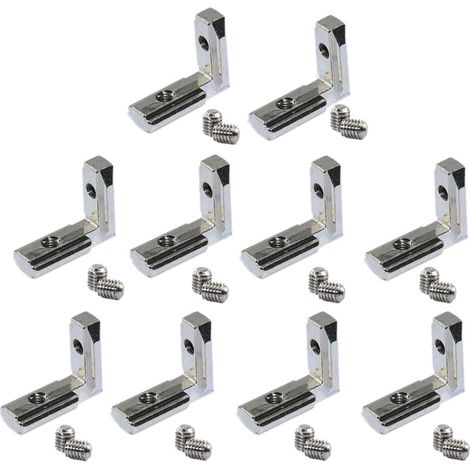 20 PièCes SéRies Fente en T IntéRieur L à L'IntéRieur Du Connecteur D'Angle Support de Joint pour Profilé D'Extrusion D'Aluminium 2020 SéRie 6 Mm (1/4)