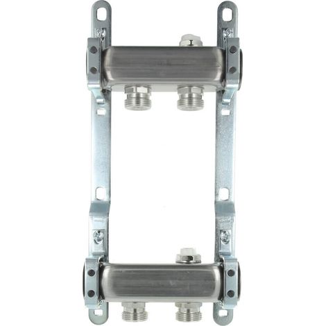 Collecteur chauffage inox pour radiateur, 2 circuits, femelle 1'' (26/34) mâle 3/4'' EK (20/27) - Itap