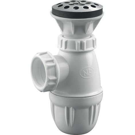 Valentin – Siphon d'urinoir réglable en polypropylène – Grille inox Ø 60 mm – Débit 37 L/min – Écrou 32 pour vidage efficace