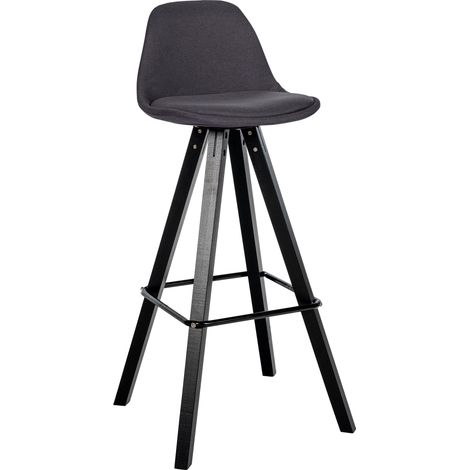 Tabouret de bar chaise haute x1 repose-pieds style scandinave en tissu gris foncé structure en bois noir carré 100004641
