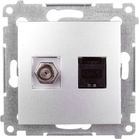 Simon 54 Antena y conector para ordenador tipo F y RJ45 cat.6 plata mate DASFRJ45.01/43