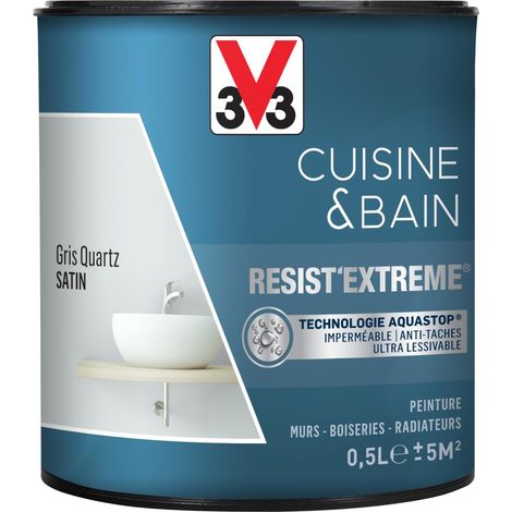 Peinture multi-supports monocouche Cuisine & Bain Resist'Extrême® V33 Gris Quartz satin 0,5L (1/4)