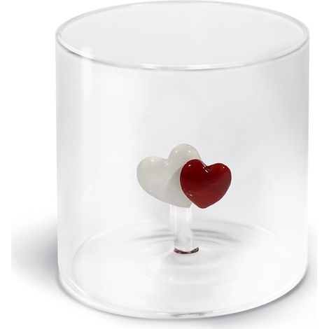 WD LifeStyle Bicchiere Vetro Borosilicato Cc 250 ml Decoro Cuore (1/2)