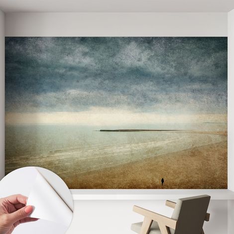 Papier peint adhésif autocollant pour salon chambre à coucher tendance et originale Paysage nostalgique 152x104 cm (1/5)