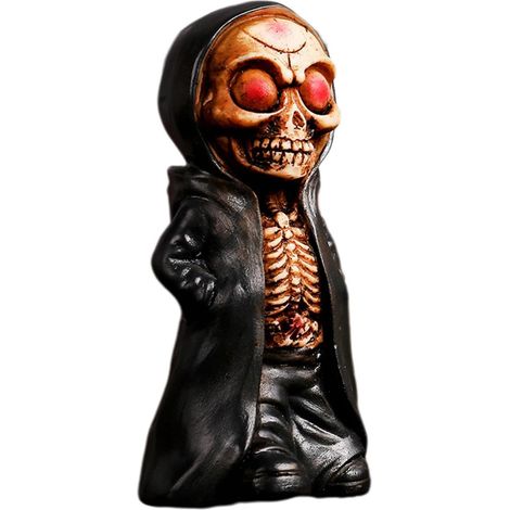 Statue Squelette Miniature en Résine Effrayante Terrifiante Décoration Halloween Figurine Squelette Debout Pour Maison Hantée Soirée Cinéma Cheminée Porche Manteau Propriétaires De (1/5)