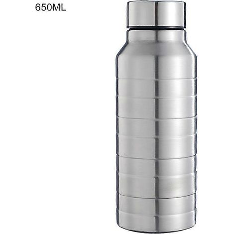 Gourde portable en acier inoxydable à filetage roulé 650/1000 ml, isotherme, à simple paroi, idéale pour le cyclisme. Convient aux eaux chaudes et froides.