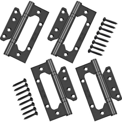 royaluxe - 4x Charnières en Acier Inoxydable, 5 Pouces Rectangulaire Feuille 125mm Charnières de Porte, Noir (1/5)