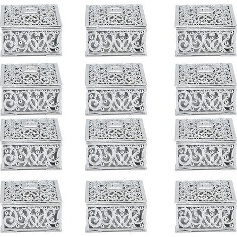 12PCS Hollow Candy Box Plastic Candy Case Container for Wedding Bridal Shower SuppliesSilver Square (1/5)