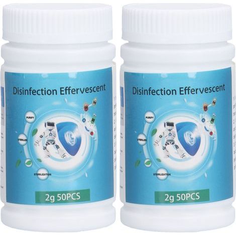 2 Flaschen multifunktionale, chlorhaltige Brausetabletten zur Reinigung von Bade- und Poolwasser. (1/5)