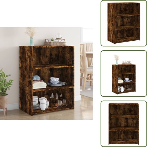 The Living Store Sideboard Räuchereiche 70x41x93 cm Holzwerkstoff - Sideboard - Wohnzimmertisch - Holzmöbel - Regal - Aufbewahrung (1/5)