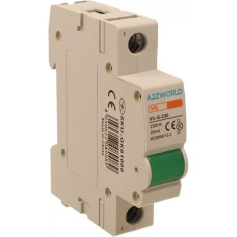 Indicatore Luminoso Modulare Verde 1P 1M AC 230V IP20 IEC60947-5-1 VIL