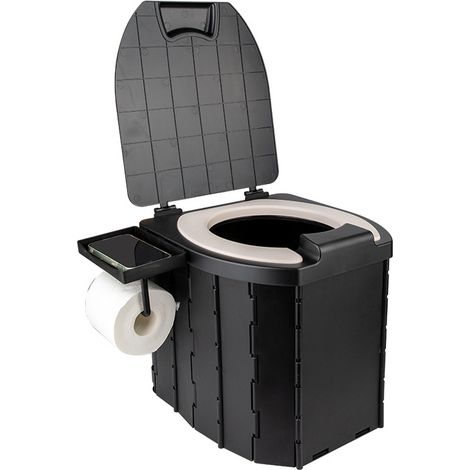 Tragbare, faltbare Campingtoilette (max. 200 kg) mit Deckel und Toilettenpapierhalter, für Erwachsene, Reisen, Wandern, Van (1/5)