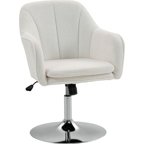 Lounge-Sessel, Drehsessel mit verstellbarer Höhe, Wippfunktion, gepolstertem Kissen, 61 x 64 x 80–92 cm, weiß